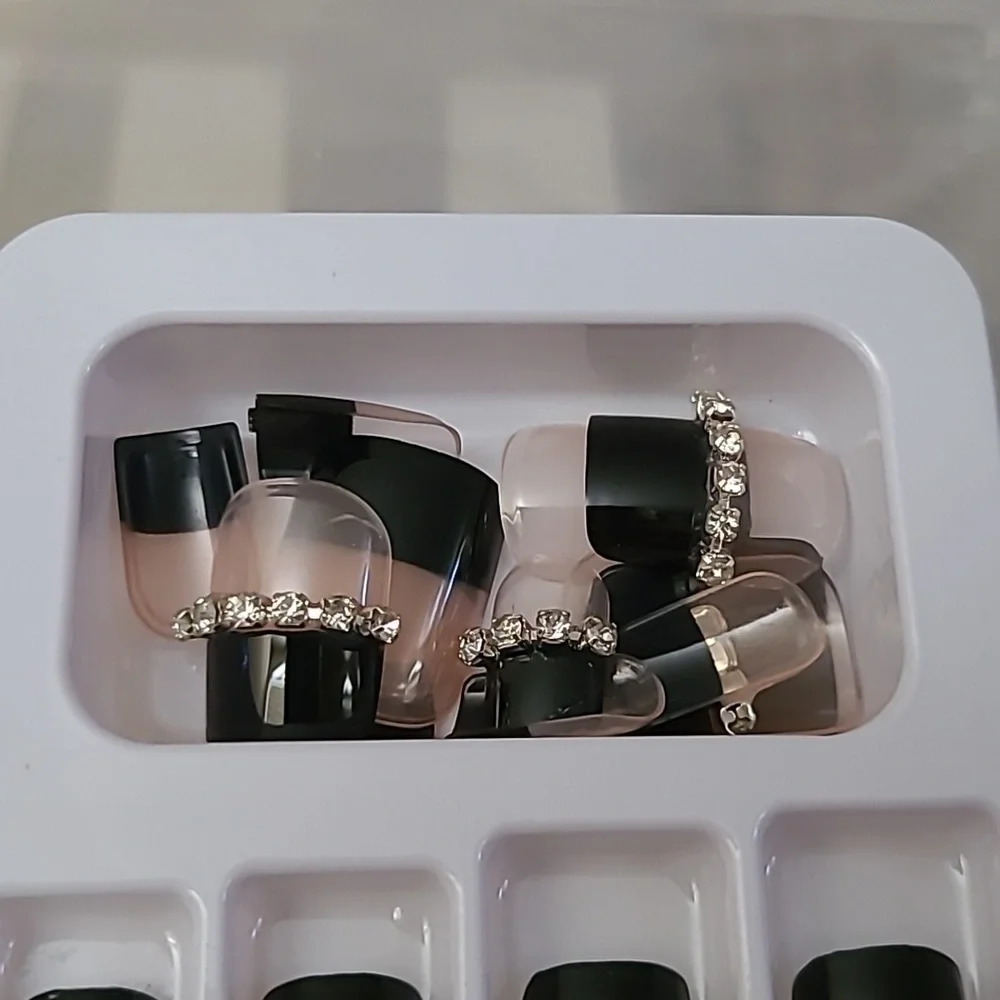 2/$16 3D Hearts & Rhinestone French Manicure Press On Nails